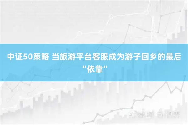 中证50策略 当旅游平台客服成为游子回乡的最后“依靠”