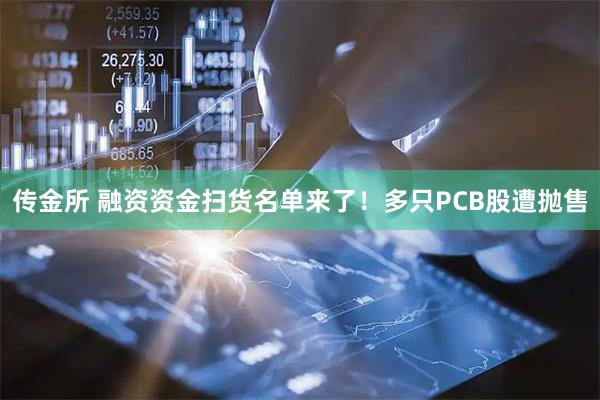 传金所 融资资金扫货名单来了！多只PCB股遭抛售