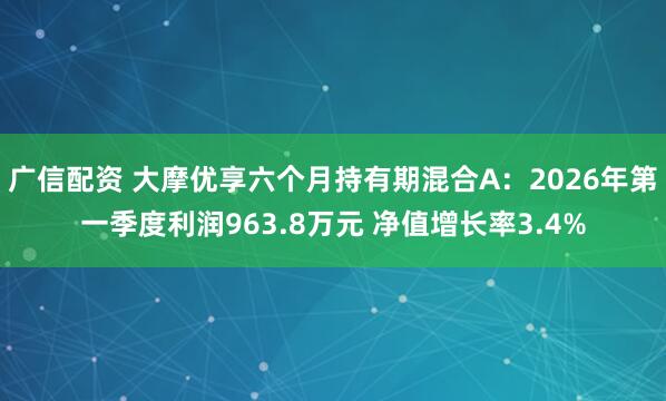 广信配资 大摩优享六个月持有期混合A：2026年第一季度利润963.8万元 净值增长率3.4%
