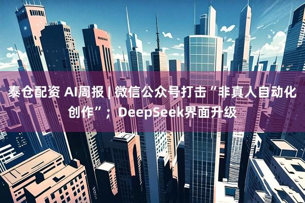 泰仓配资 AI周报 | 微信公众号打击“非真人自动化创作”；DeepSeek界面升级