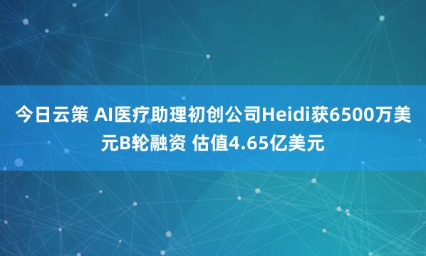 今日云策 AI医疗助理初创公司Heidi获6500万美元B轮融资 估值4.65亿美元