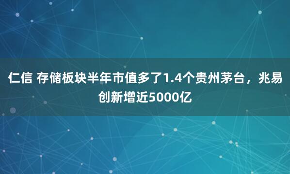 仁信 存储板块半年市值多了1.4个贵州茅台，兆易创新增近5000亿