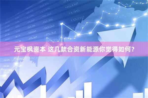 元宝枫资本 这几款合资新能源你觉得如何?